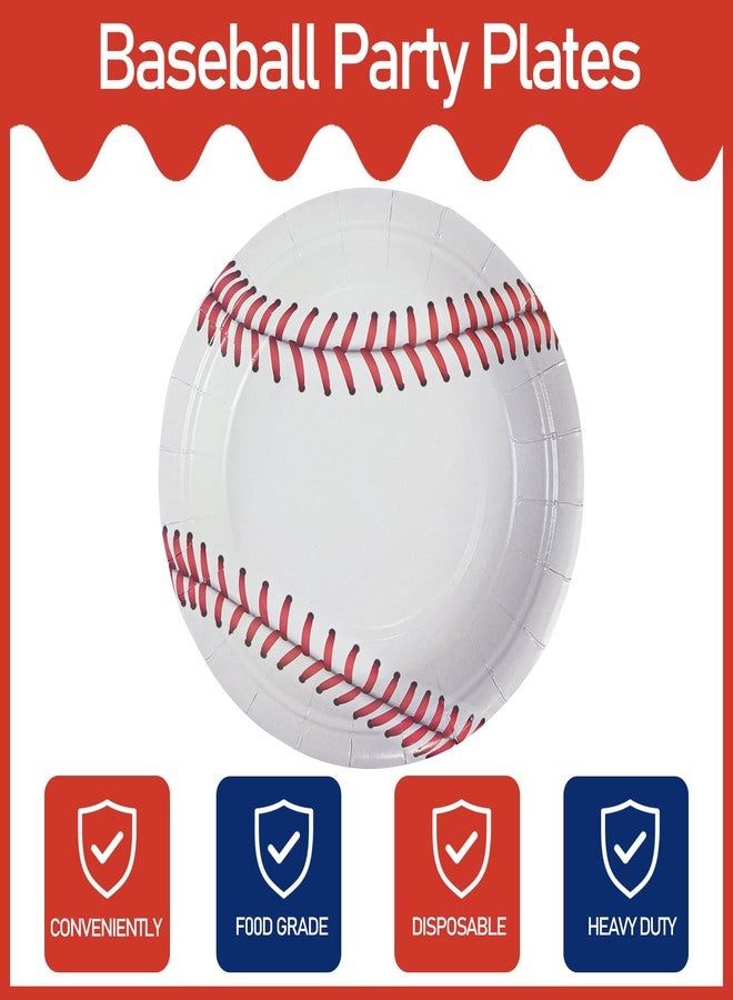 LDFDRT Baseball Party Paper Plates 7Inch Dessert Plates for Cake Salad Fruit Pizza Disposable Party Decoration Supplies for Fan Sports Event, Birthday Party - Image 3