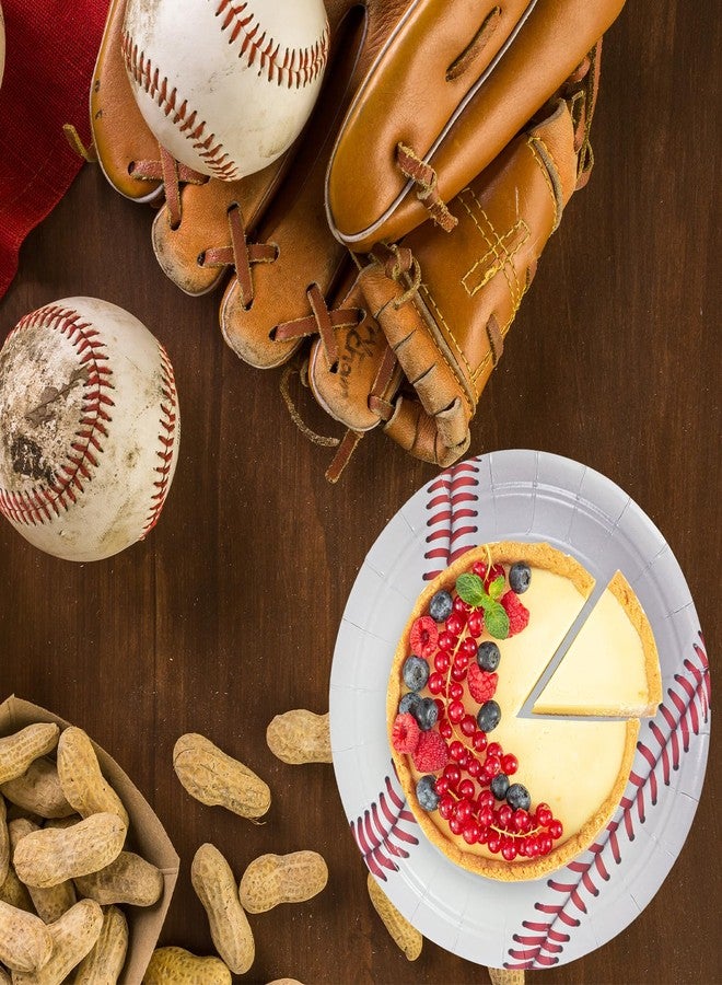 LDFDRT Baseball Party Paper Plates 7Inch Dessert Plates for Cake Salad Fruit Pizza Disposable Party Decoration Supplies for Fan Sports Event, Birthday Party - Image 4