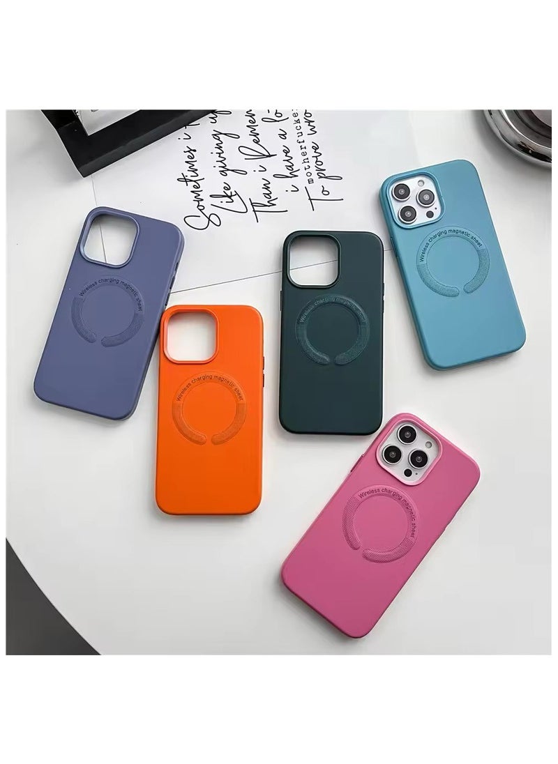 Magnetic Case for iPhone 14 Pro Magsafe Leather Phone Case Wireless Charging Shockproof Hard Cover for iPhone (Light Black)