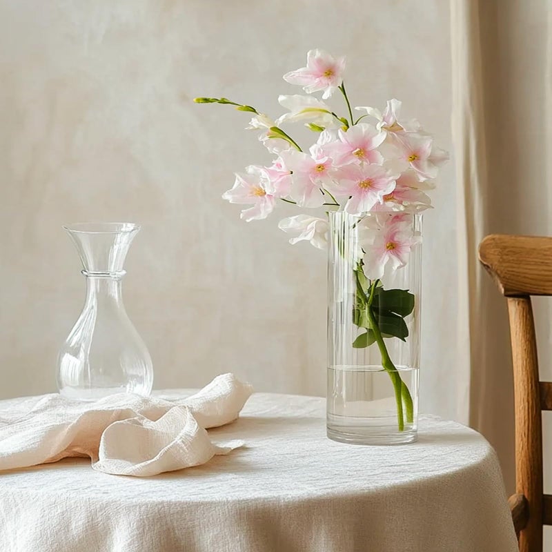 TBWIND 12Pcs Glass Cylinder Vases 8 Inch Tall Clear Flower Vases for Centerpieces Wedding Decoration, Hurricane Floating Candle Holder for Party Table Home Decor - Image 3