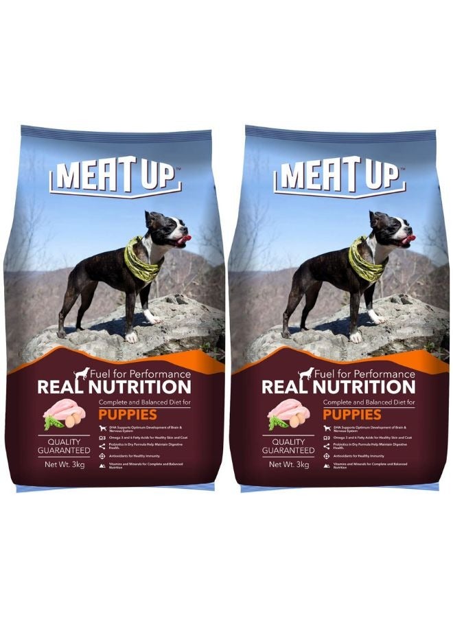 Meatup Puppy Dry Dog Food Real Chicken (Buy 1 Get 1) 2 x 3 Kg - Image 1