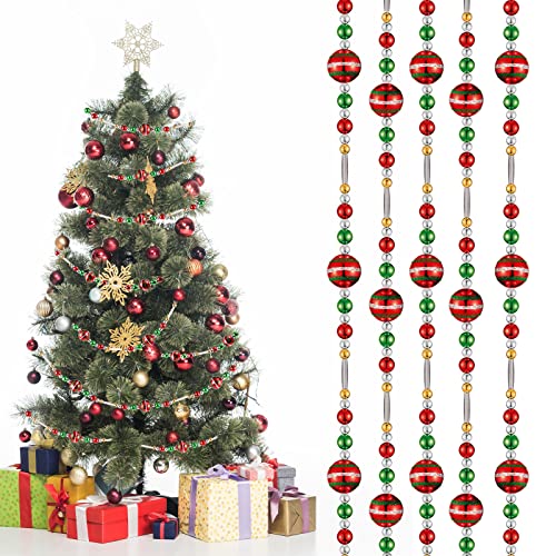 Jetec 15ft Christmas Tree Bead Garland Red Retro Bead Garland Vintage Tree Garlands Multicolor Beaded for Christmas Party Fireplace Wreath OrnamentsRed - Image 1