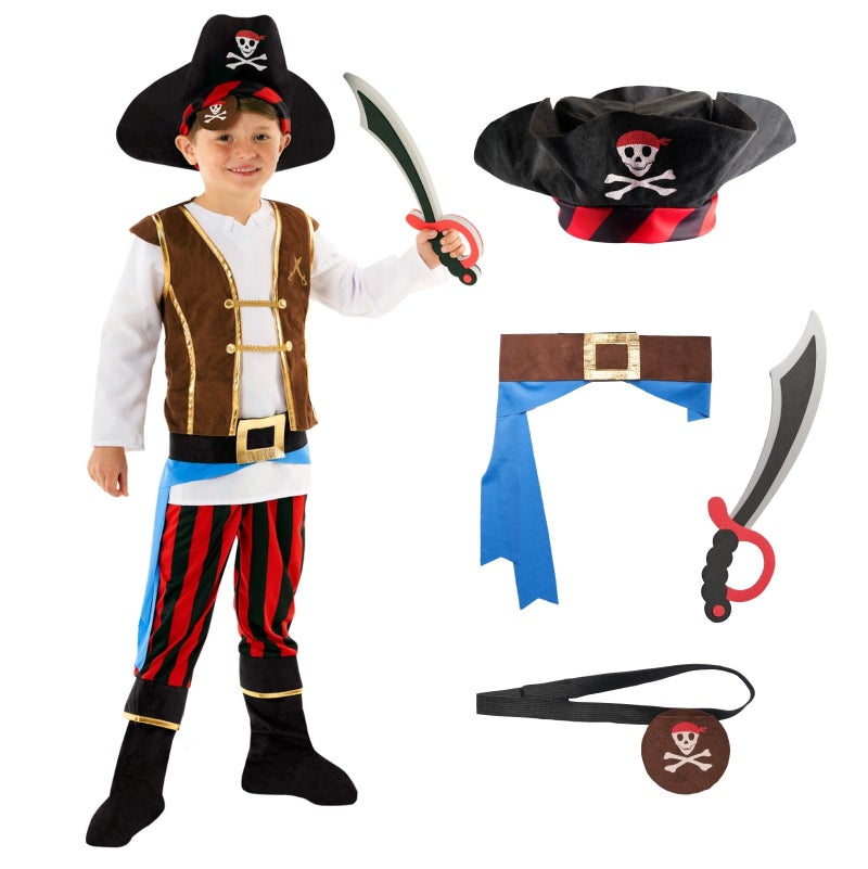Morph Kids Pirate Costume Boys Pirate Outfit Fun Pirate Dress Up for Kids Halloween Pirate Costume for Boys 1012 Years