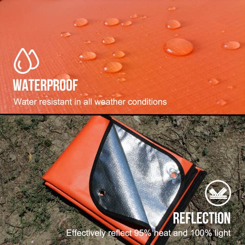 LYN Thickening Complex:LYN Multilayer Heavy Duty Solar Emergency Survival Blanket-Orange,Reflective Mylar Waterproof Windproof Thermal,for Rescue,Car Camping,Hiking,Bushcraft,Snow&Pet Full - Image 4