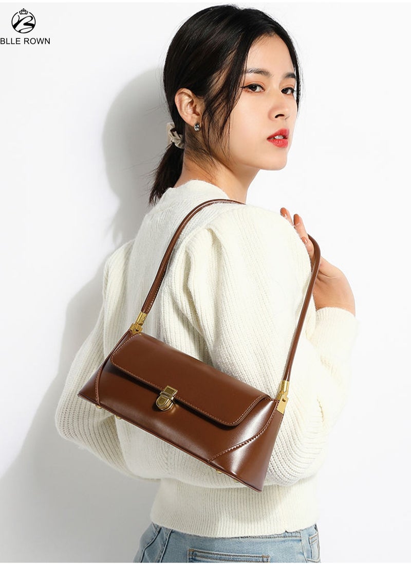 BLLE ROWN Minimalist Solid Brown Color Stylish Underarm Bag New Shoulder East West Bags for Women  - Image 1
