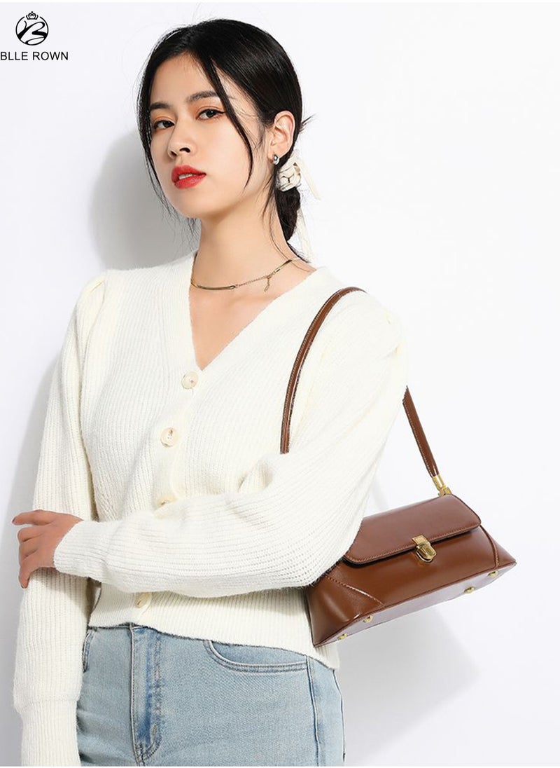 BLLE ROWN Minimalist Solid Brown Color Stylish Underarm Bag New Shoulder East West Bags for Women  - Image 2