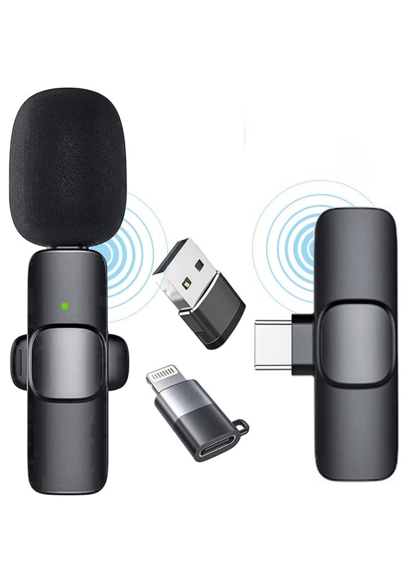 Generic - Professional Wireless Lavalier Microphone - Auto Noise Reduction, Plug-and-Play for Android & iPhone, Ideal for YouTube & Live Streaming (Black) - Image 1