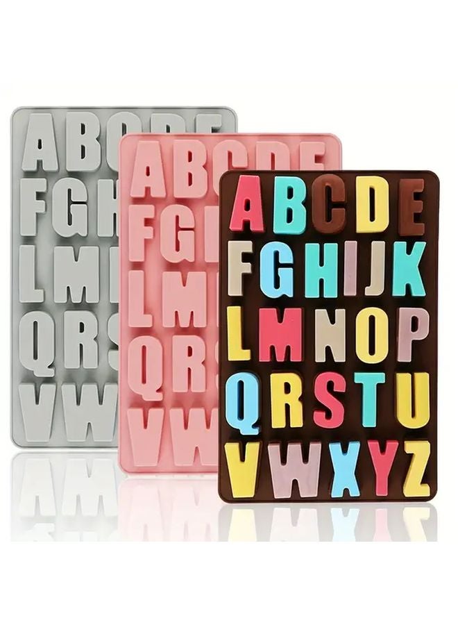 Pink Silicone Mold Alphabet Letters For Chocolate Soap Crayon Baking Craft - Image 1