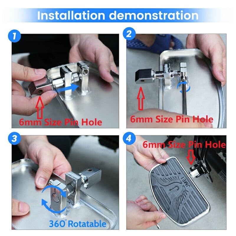 Areyourshop Motorcycle Front/Rear Footboards Floorboard for HONDA Shadow 750 2015, SHADOW VT400 1997-2003, STEED VLX400 VT600 1992-2007 (Only for Models with 6mm Size Pin Hole) - Image 4