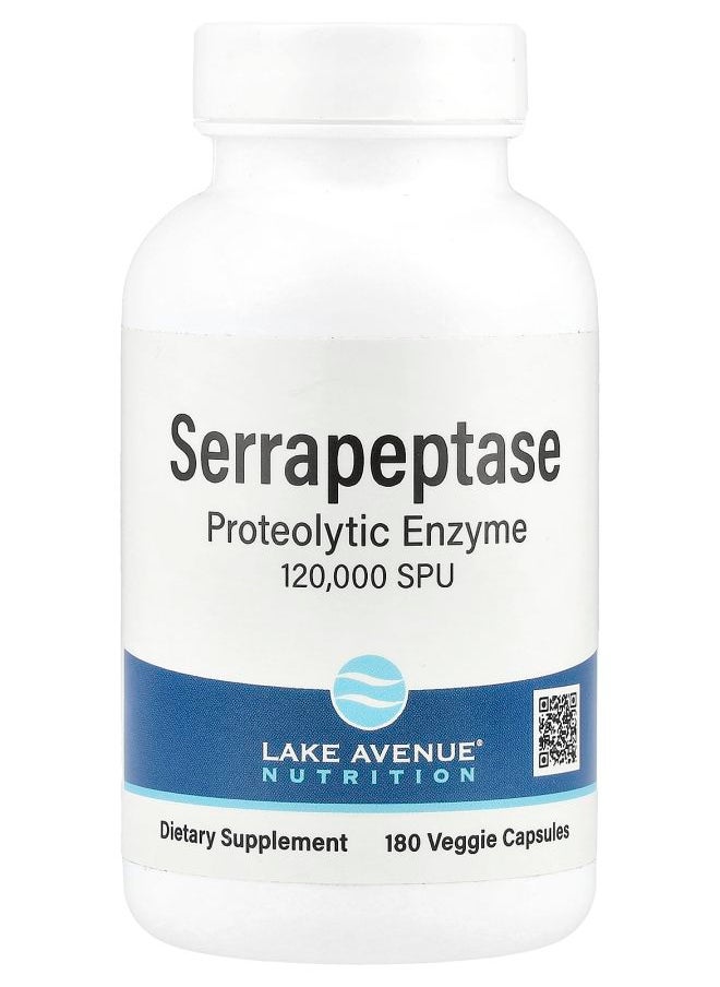Lake Avenue Nutrition - Serrapeptase Proteolytic Enzyme 120000 SPUs 180 Veggie Capsules - Image 1