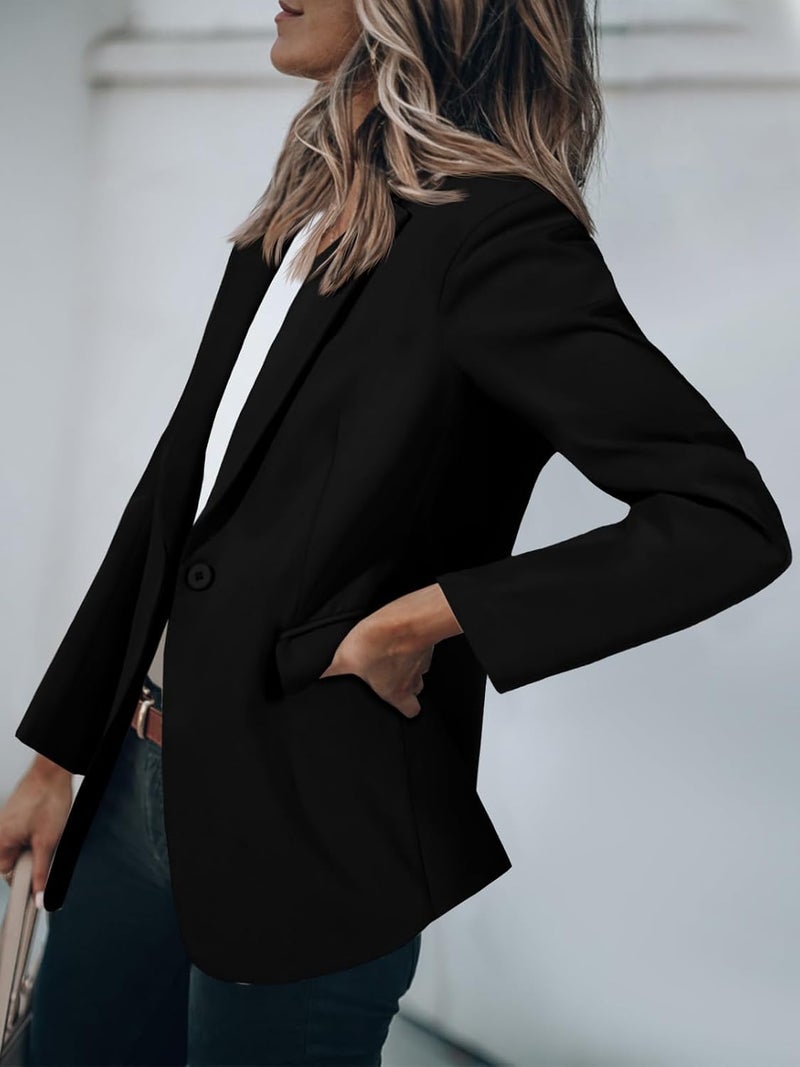 Cicy Bell Women's Casual Blazer - Open Front Long Sleeve Work Office Jacket, Black, XL - Image 3