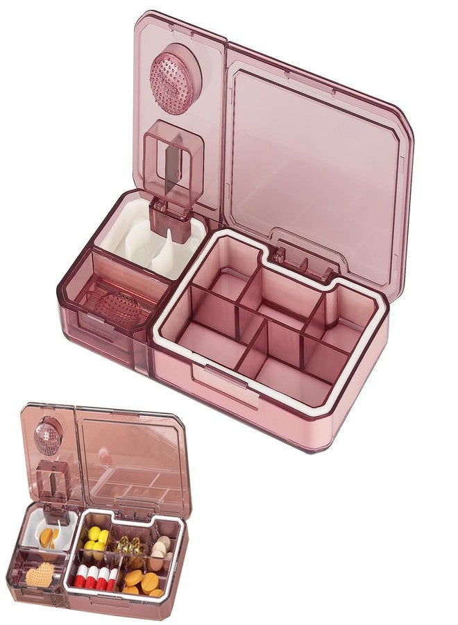 TERRIFI Daily Pill Organizer, 3 in 1 Pill Divider, Pill Cutter, Pill Splitter, Pill Crusher, Travel Purse Pill Box Container, Combined Pill Case to Hold Vitamins, Cod Liver Oil - Image 1