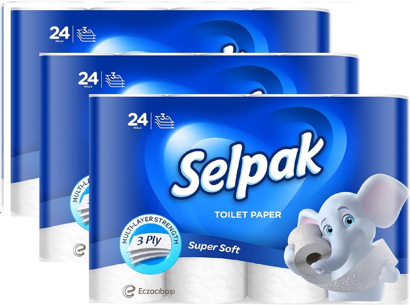 Selpak 3 Ply Toilet Paper 72 Rolls 140 Sheets - Image 1