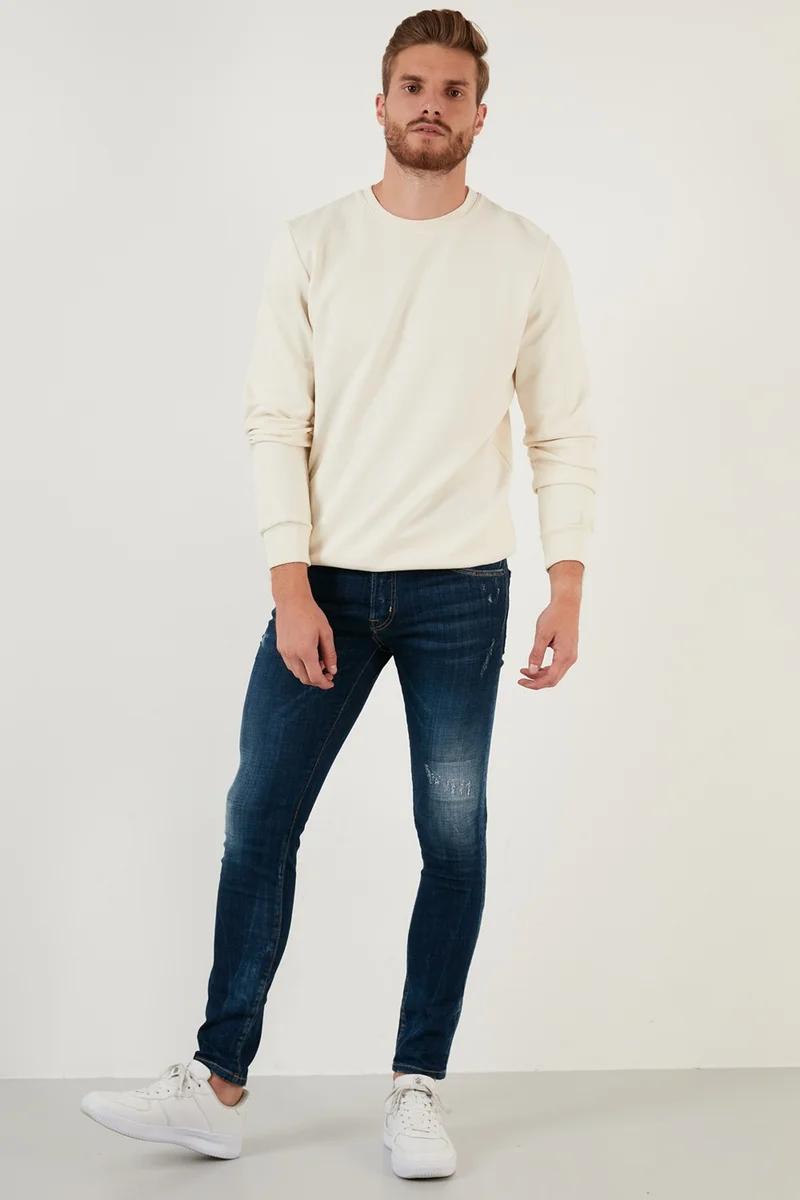 Exxe Cotton Ripped Detailed Normal Waist Skinny Fit Jeans Men's Denim Trousers 629DSK003