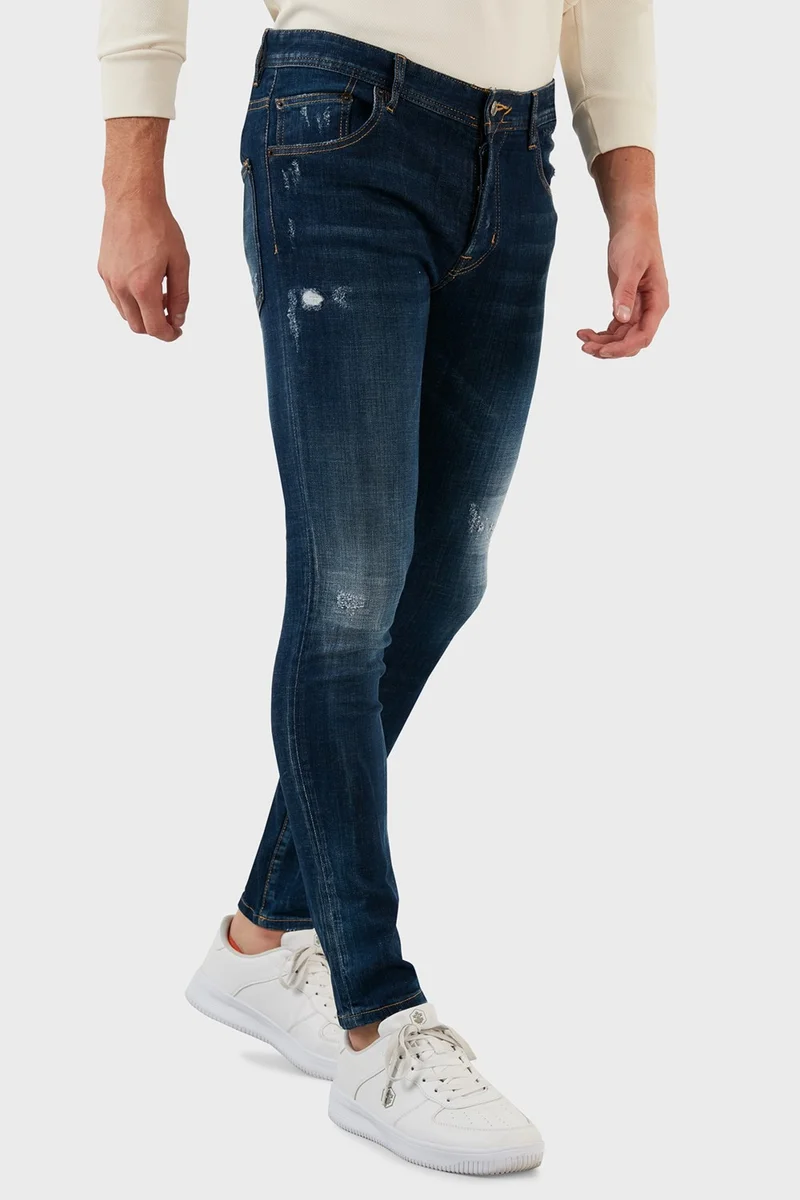 Exxe Cotton Ripped Detailed Normal Waist Skinny Fit Jeans Men's Denim Trousers 629DSK003