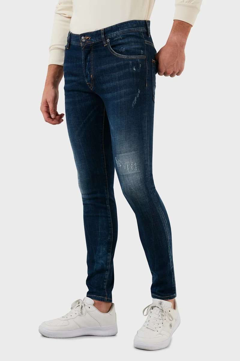 Exxe Cotton Ripped Detailed Normal Waist Skinny Fit Jeans Men's Denim Trousers 629DSK003