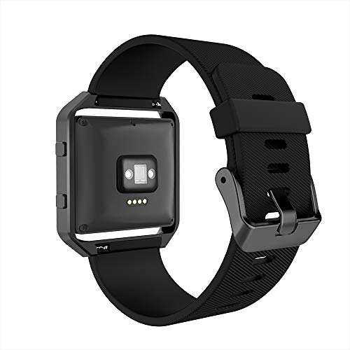 Simpeak Sport Band Compatible with Fitbit Blaze Smartwatch Sport Fitness, Silicone Wrist Band with Meatl Frame Replacement for Fitbit Blaze Men Women, Large, Black Band+Black Frame - Image 3