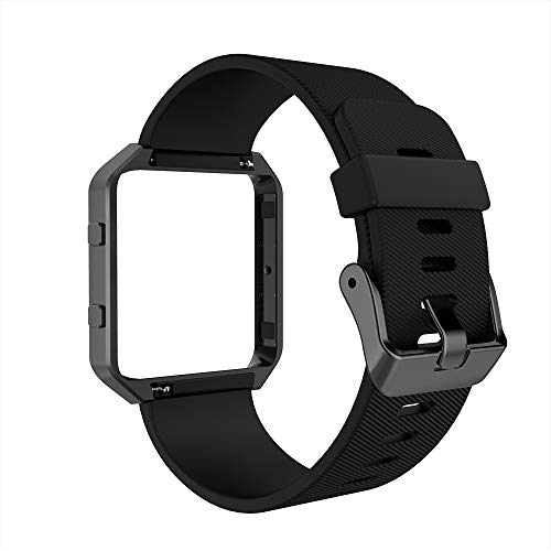 Simpeak Sport Band Compatible with Fitbit Blaze Smartwatch Sport Fitness, Silicone Wrist Band with Meatl Frame Replacement for Fitbit Blaze Men Women, Large, Black Band+Black Frame - Image 4