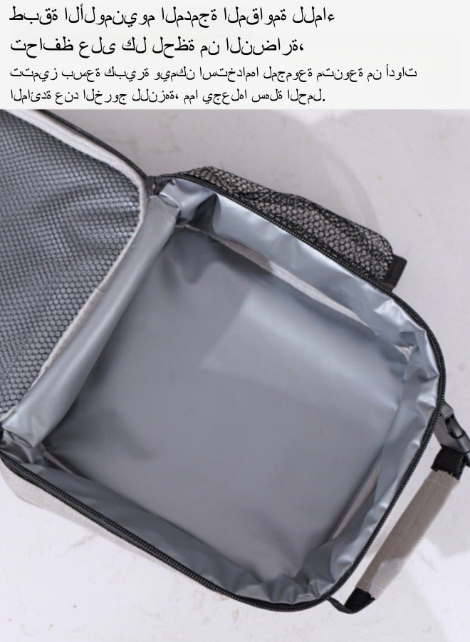 Browning Ice Pack Aluminum Film Thick Insulation Bag Large Capacity Waterproof Lunch Bag with Rice Portable Insulation Lunch Box Bag - Black  - Image 5