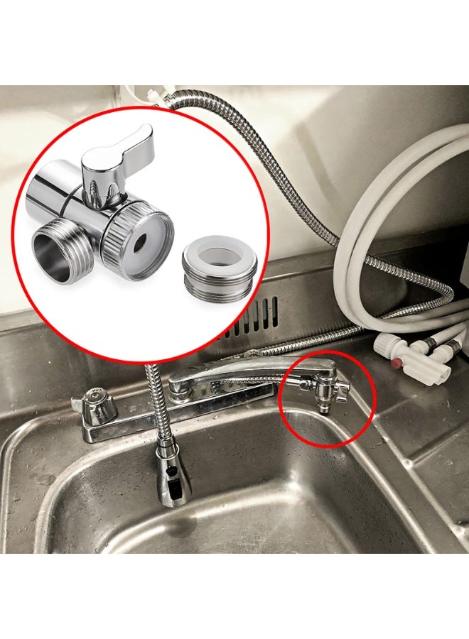 HEADVANA Sink Valve Diverter Faucet Splitter,1/2 Inch IPS Faucet Diverter Valves for Kitchen Bathroom Sink Faucet Replacement Part,Faucet Connector for Hose Adapter, M22 X M24. - Image 3
