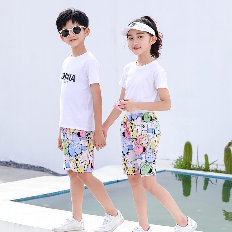 Children'S Shorts Overwear Loose Cotton Silk Thin Beach Pants Summer Boys Pants Baby'S Home Pants Girls 5-Point Pants - Image 3