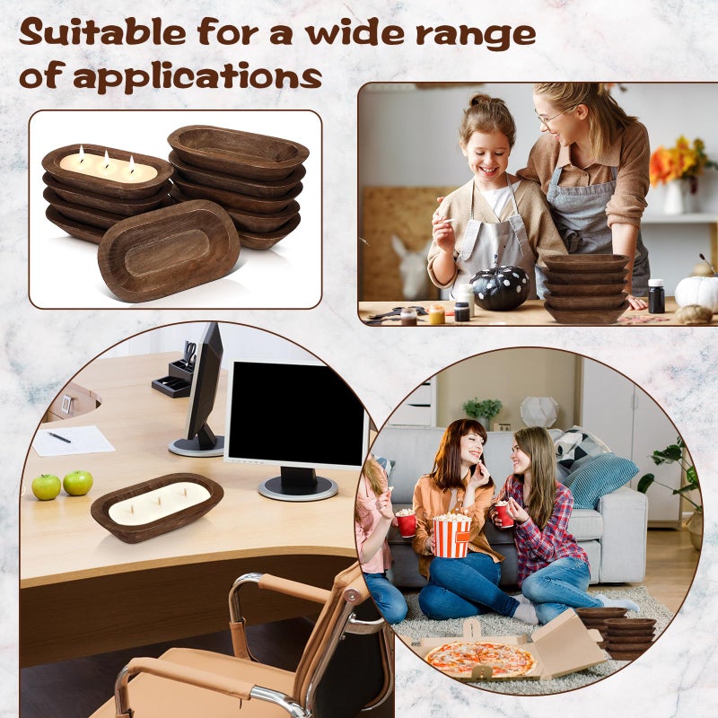Nuogo 10 Pack Wooden Dough Bowls Bulk 12.5 Inches Rustic Dough Bowls for Wedding DIY Candle Home Crafts Making Farmhouse Fruits Supplies Decoration(Brown) - Image 3