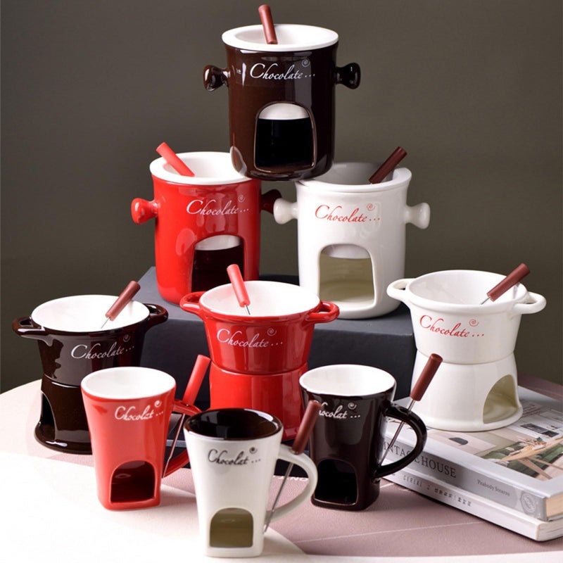 Ceramic Fondue Cup for Chocolate and Cheese Dishwasher Safe Melting Mug - Image 4