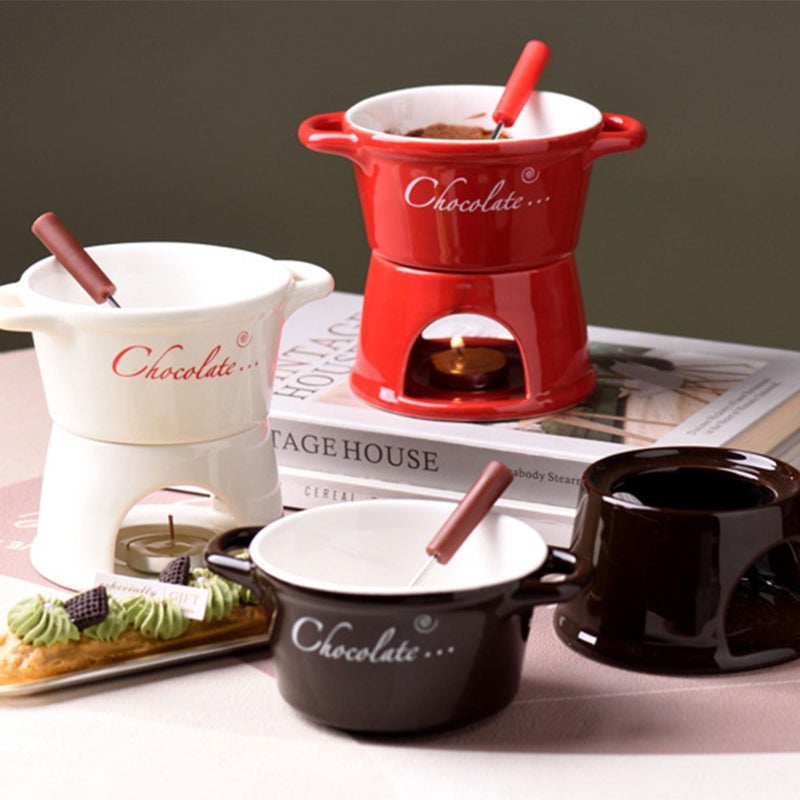 Ceramic Fondue Cup for Chocolate and Cheese Dishwasher Safe Melting Mug - Image 3