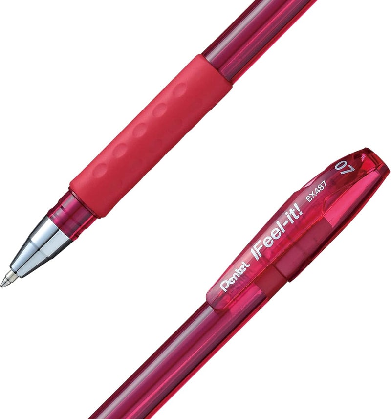 Pentel Feel It Ballpen 0.7mm Red - Pack of 12 - Image 3