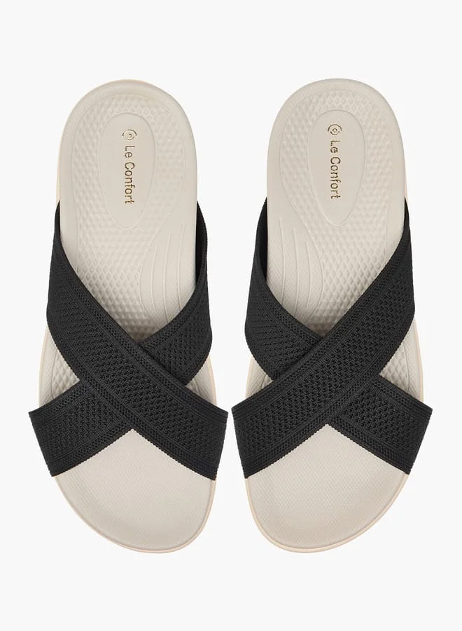 لو كونفورت صنادل نسائية بنقوش متقاطعة سهلة الارتداء