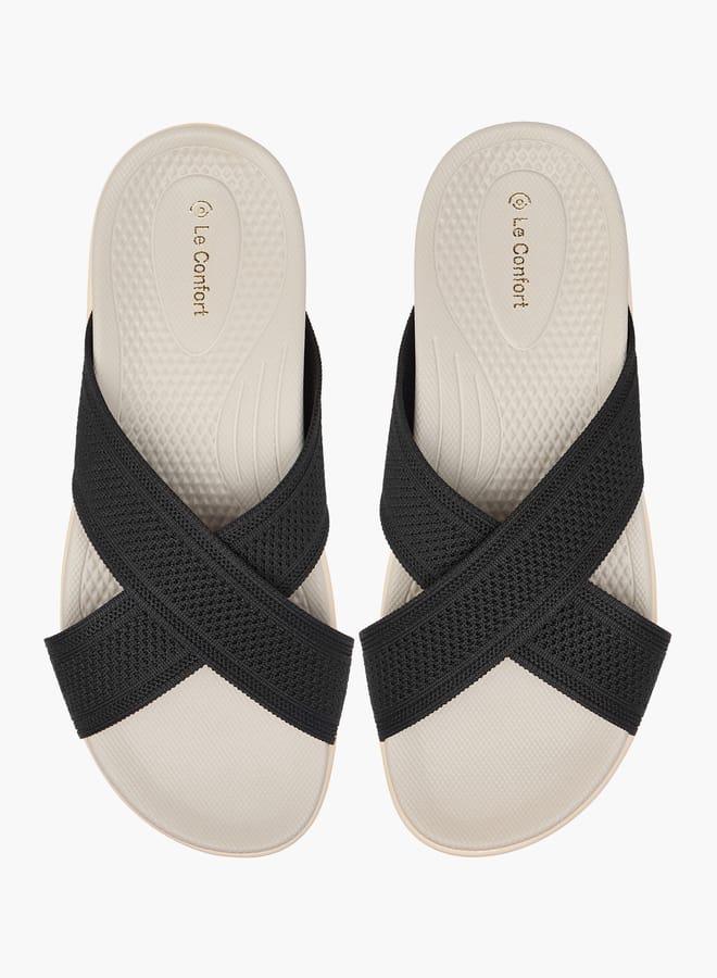 Le Confort Women Textured Cross Strap Slip-On Sandals - Image 2