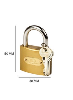 Voblin Voblin Lock 3 Keys I Padlock for Main Door I Gate Lock I Lock for Tool Box Shutters Shops Offices I Corrosion Resistant Shackle I Brass Finish Gold Pack of 1 50 mm  - Image 5