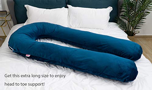 Meiz Pregnancy Pillow Pregnancy Body Pillow Pregnancy Pillows for Sleeping 65 Maternity Body Pillow for Pregnant Women with Velvet Cover Blue - Image 3