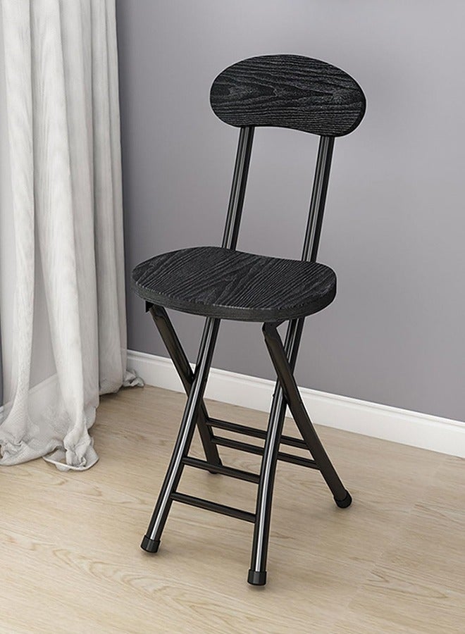 Taimi Folding Chair with Metal Frame and Backrest, Modern Design Dining Chair, Portable Chair for Indoor and Outdoor Use Ideal for Home, Picnics, Fishing, and Camping - Black - Image 3