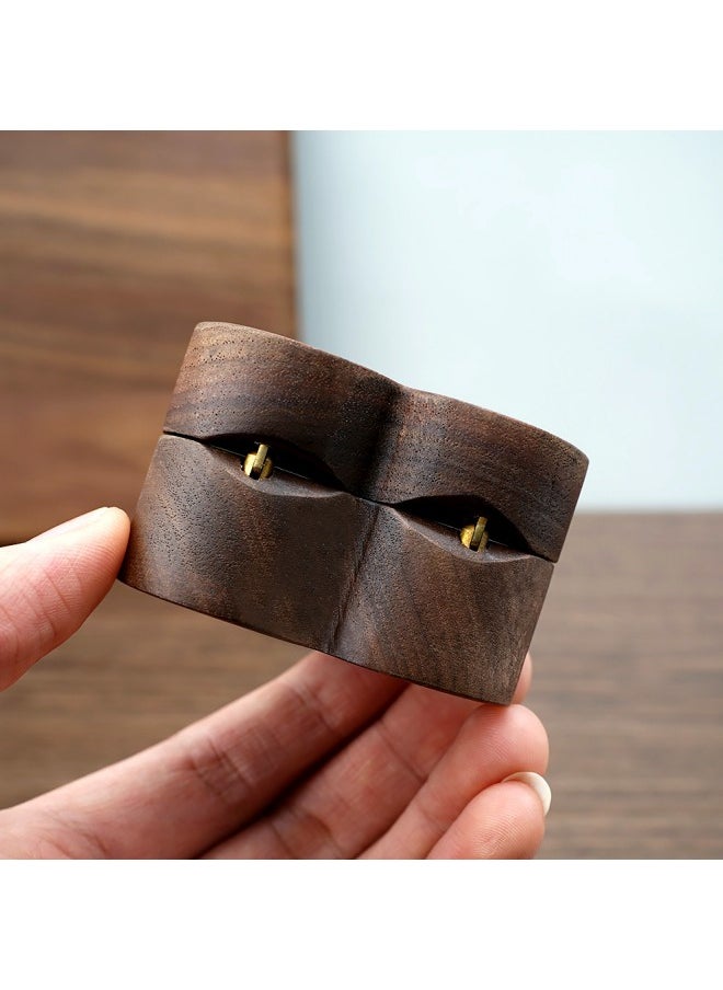 WAOKN Wood Ring Box Heart Shaped Velvet Soft Interior Holder Jewelry Handmade Wooden Presentation Box Jewelry Chest Organizer Earrings Coin Case for Proposal Engagement Wedding Ceremony Birthday Gift  - Image 4