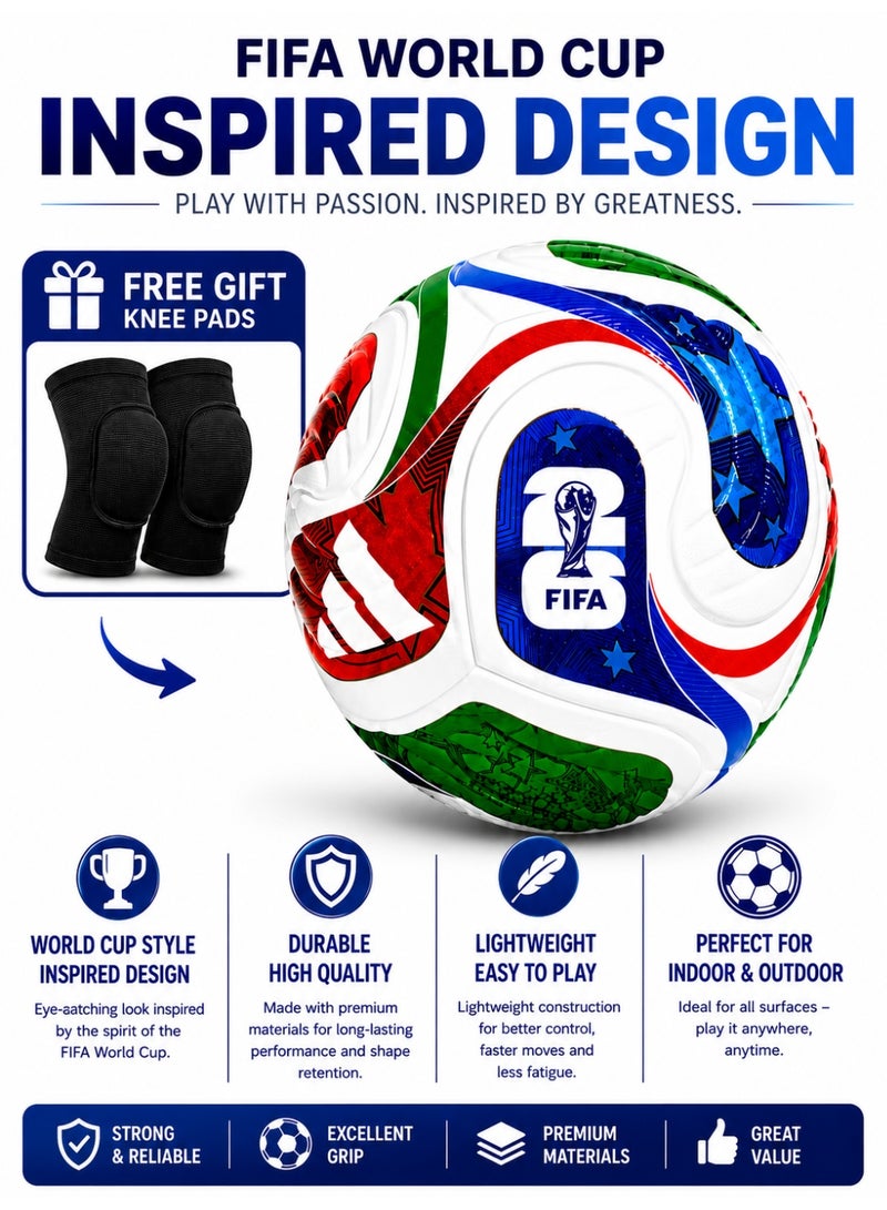 FIFA World Cup World Cup -2026 Professional Size 5 Football – Durable Match Style Soccer Ball for Training, Indoor & Outdoor Play, Strong Grip & Control Football for Kids & Adults - Image 1