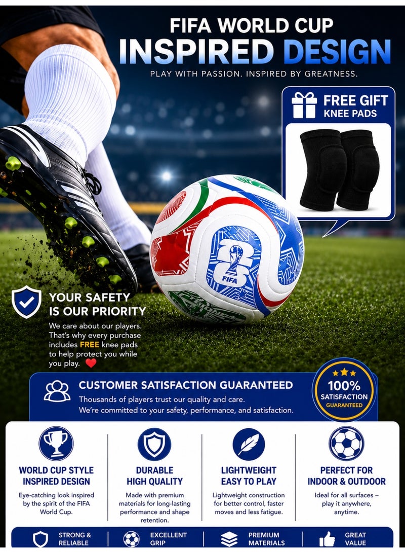 FIFA World Cup World Cup -2026 Professional Size 5 Football – Durable Match Style Soccer Ball for Training, Indoor & Outdoor Play, Strong Grip & Control Football for Kids & Adults - Image 2