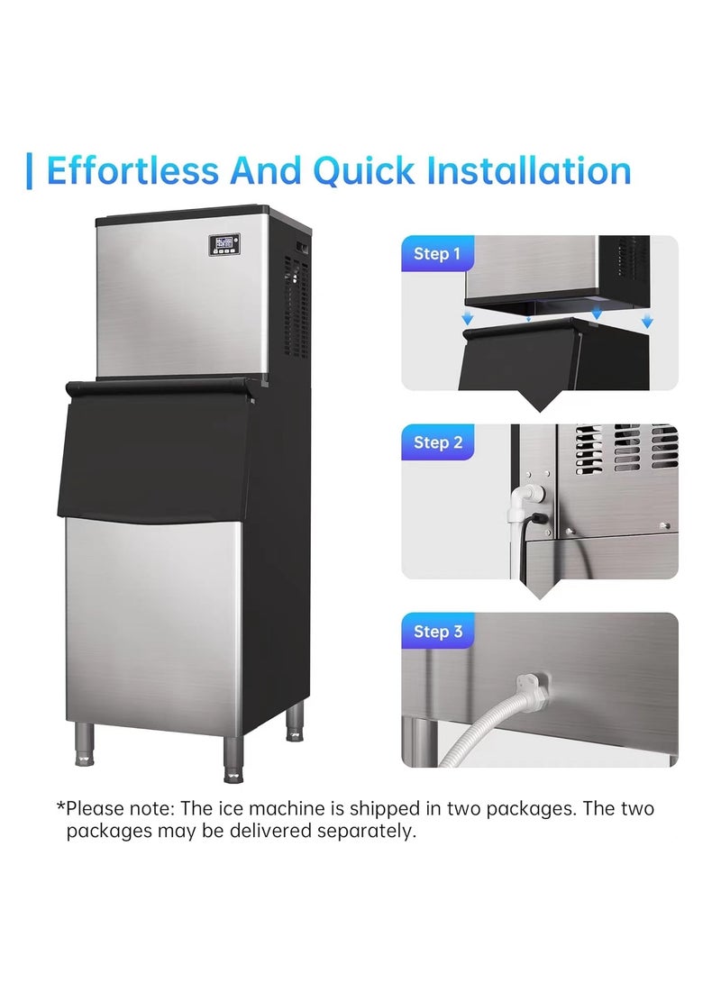 Cool Baby Commercial Ice Maker 350KG/24H, 224 ice-tray, Stainless Steel Industrial Modular Full Dice Ice Cube Machine Professional Refrigeration Equipm - Image 2