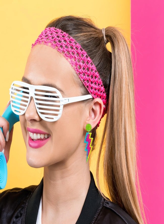 Nylry 80s 90s Neon Accessories for Women Acrylic Heart Earrings for Halloween Party 1980s Costume Accessories Retro Neon Jewelry 80s Outfits for Women-Lightning - Image 4
