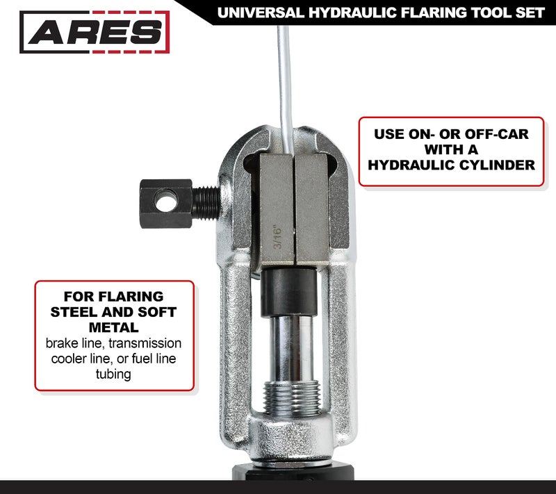ARES 18010 - Universal Hydraulic Flaring Tool Set - Create 45 Degree Single or Double Flares, ISO and DIN Bubble Flares, Push Connect Flares and GM Fuel Line Flares - Image 4