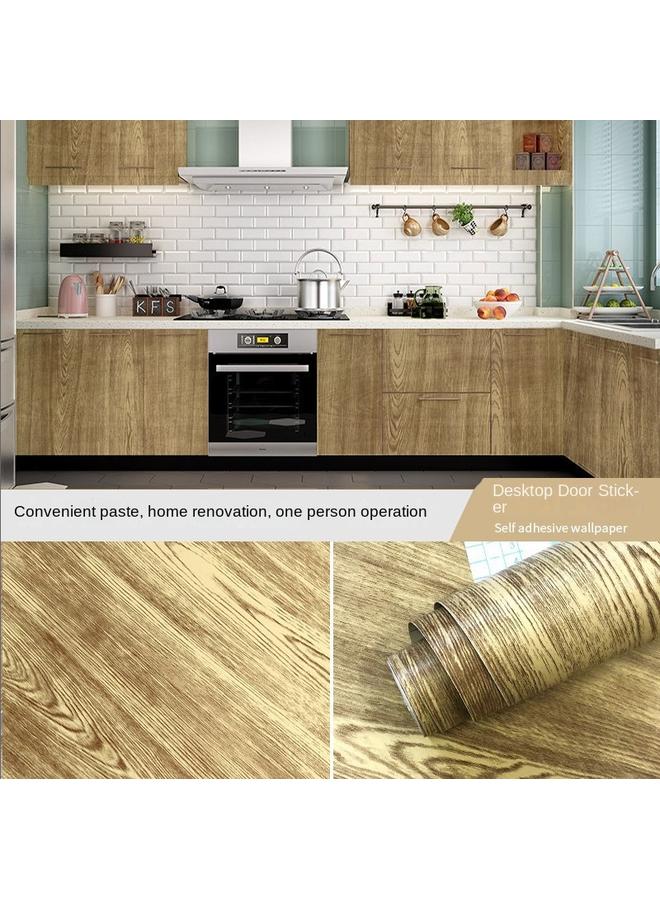 Bluejw Wood Grain Wallpaper Self-adhesive Wardrobe Furniture Door Stickers Table Renovation Wood Grain Stickers Moisture-proof Self-stickers Solid Color - Image 1