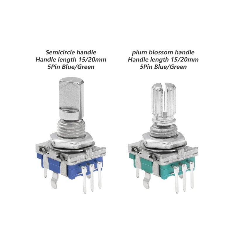 360 Degree Rotary Encoder EC11 with Push Button 5Pin 20 Positions 20 Pulse Code Switch Handle 15/20MM Digital Potentiometer(G 15mm Plum Handle,3PCS) - Image 5