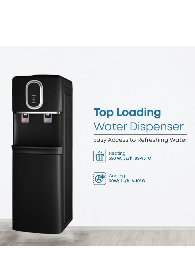VG Water Dispenser, Top Loading Water Dispenser With Hot and Cold Water and Compressor Cooling, Cabinet with Refrigerator, Floor Standing, Suitable for Home, Office etc  - Image 2