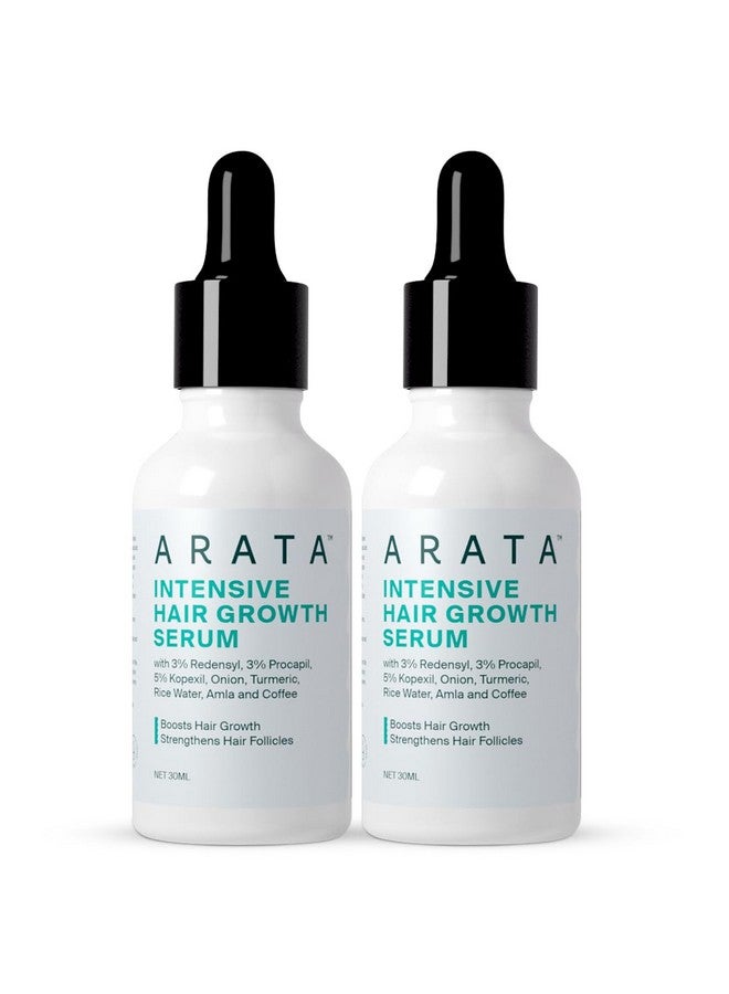 ARATA Intensive Hair Growth Serum With 3% Redensyl, 3% Procapil, Onion, Turmeric, Rice Water | Controls Hair Fall, Stimulates Hair Growth, Increases Hair Density | Hair Growth Serum For Men & Women | Pack Of 2 (30Ml) - Image 1