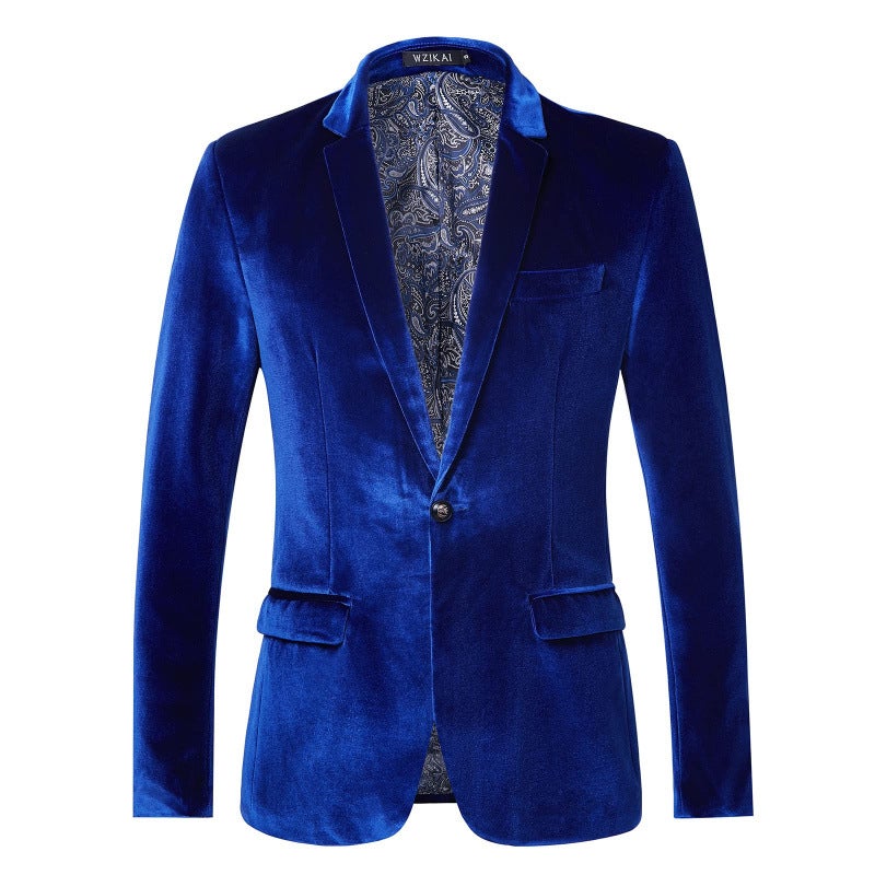New Men'S Casual Golden Velvet Suit Jacket Trendy Brand Youth Dress Thin Slim-Fit Small Suit - Image 5