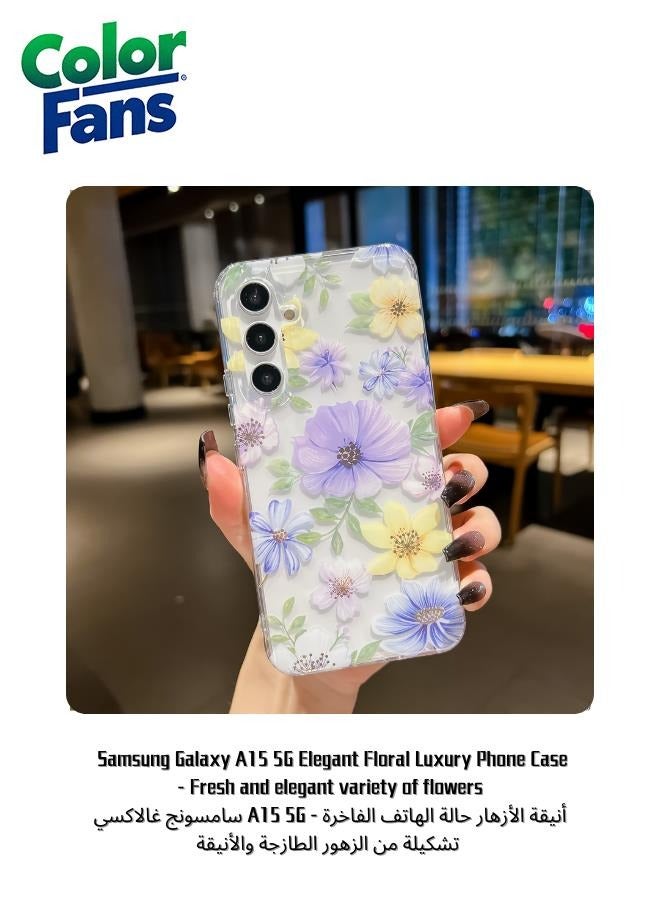 كولور فانس سامسونج غالاكسي A15 5G أنيقة الأزهار حالة الهاتف الفاخرة
