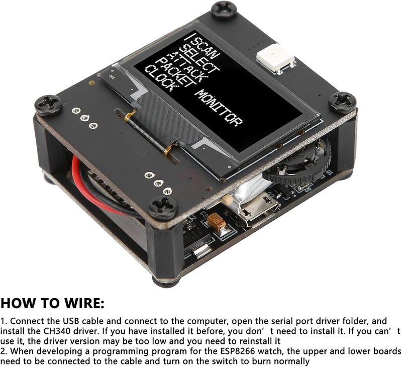 comfrt Programmable Development Module Wristband and 3D Printing Case ESP8266 PCB WiFi Watch Board with Strap DC 3.7V 500mAh Battery Wearable Smartwatch Development Board - Image 4