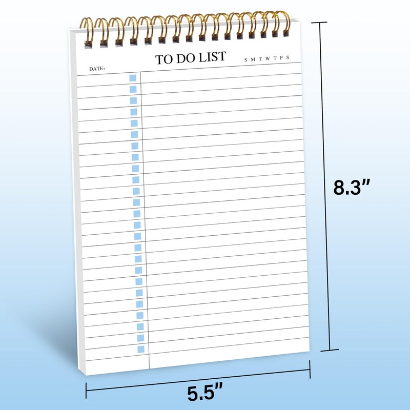KAICN To Do List Notepad, Undated Daily Planner Notepad with To Do List Notebook Checklist Planner Spiral Waterproof Notepad for Office Supplies, School Planner, Blue, 52 Sheets, 5.5"*8.3" A5 Size - Image 3