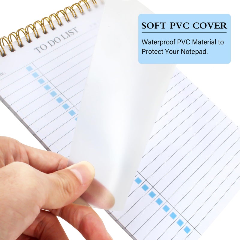 KAICN To Do List Notepad, Undated Daily Planner Notepad with To Do List Notebook Checklist Planner Spiral Waterproof Notepad for Office Supplies, School Planner, Blue, 52 Sheets, 5.5"*8.3" A5 Size - Image 4
