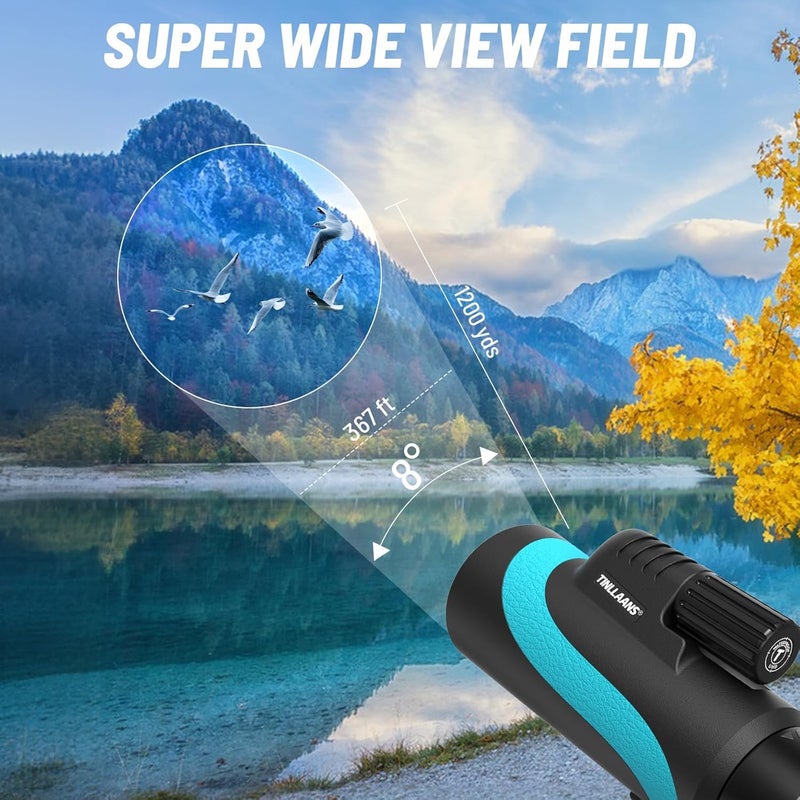 Tinllaans 16x56 UHD Monocular Telescope, Monoculars for Adults High Powered, Monocular for Stargazing, with BAK-4Prism,FMC Lens, 8Â° Wide Angle,Bird Watching with Phone Holder & Tripod(Blue) - Image 4